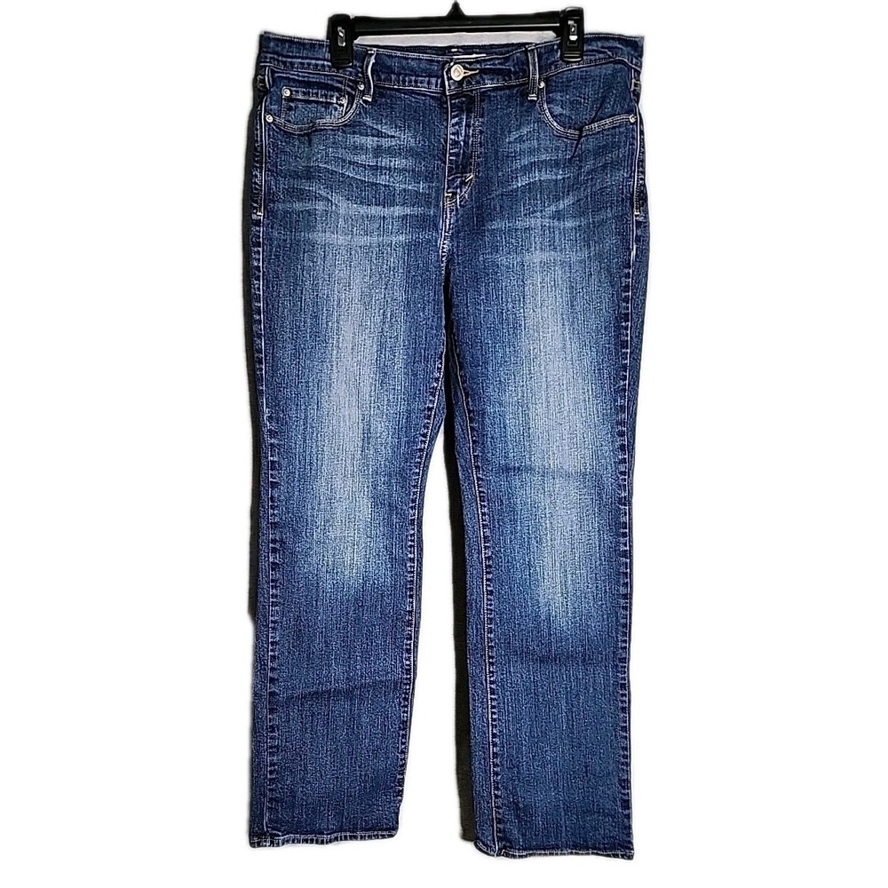 Levis Womens 505 Denim Jeans Straight Size 14 Blue Medium Wash Stretch Pants